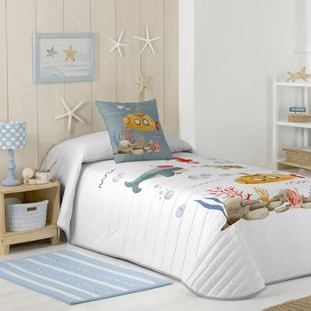 Colcha Bouti Infantil Reversible De 100% Algodón Cama 90 Cool Kids Submarine