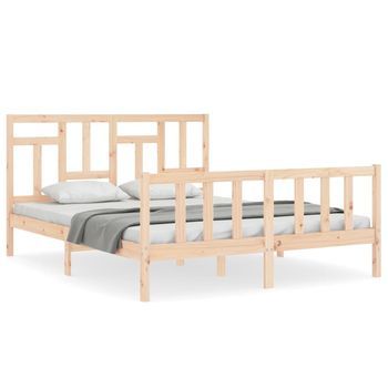 Cama Matrimonial | Cama Doble | Estructura De Cama Sin Colchón Madera Maciza De Pino 160x200 Cm Cfw34331
