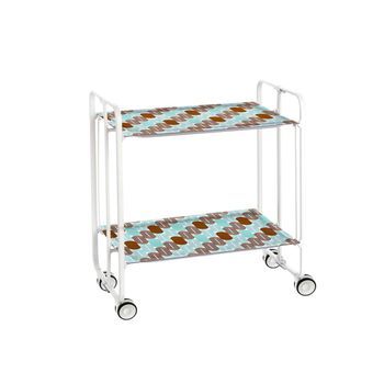 Carrito Auxiliar Plegable Bauhaus Con Ruedas - Armazón Metálico Blanco, 2 Niveles Y 4 Posiciones Ajustables,,86