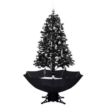 Árbol De Navidad Con Nieve Y Base De Paraguas Pvc Negro 170 Cm Vidaxl