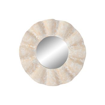 Espejo Teca 76x7x76 Tallado Decape Blanco