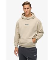 superdry para hombre m2013727a sudadera de corte holgado con capucha y micrologotipo estampado beige l casual algodon