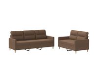 vidaxl juego de sofas con cojines 2 piezas tela marron