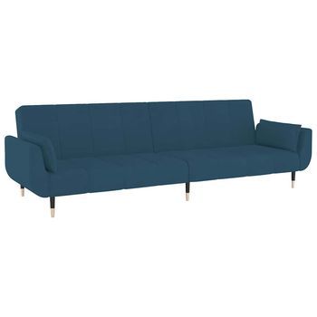 Sofá Cama De 2 Plazas Con Dos Cojines Terciopelo Azul Vidaxl