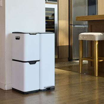 Cubo de basura de cocina de reciclaje blanco  60l