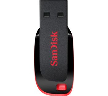 SANDISK Cruzer Blade USB Memory Stick - 128 GB, Black, Black