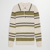 nn07 alfie cotton pointelle knit polo shirt - l