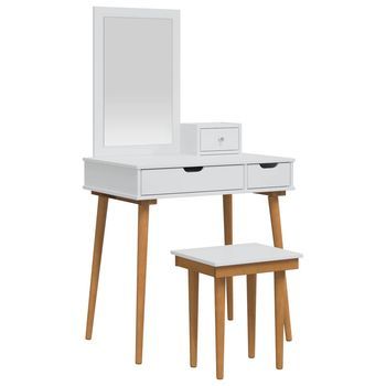 Conjunto De Mesa De Tocador Fauske 4 Uds. Blanco Vidaxl