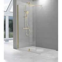 mampara ducha fija  abatible oro cepillado mod tutti - 118cm