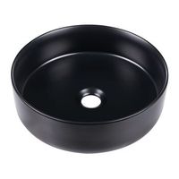 lavabo sobre encimera de ceramica bano redondo negro mate  40 cm tebar