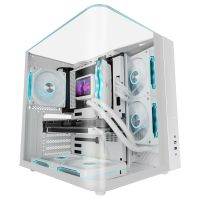 mars gaming mc-infiniolite caja gaming atx cristal templado superior de cristal doble camara blanco