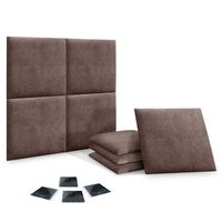 dhome juego de 8 paneles tapizados de tela autoadhesivos para pared acusticos absorbentes proteccion impactos cabeceros marron chocolate 60x60cmx8