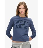 superdry para mujer w6011962a camiseta ajustada athletic essentials ringer azul m casual algodon manga larga