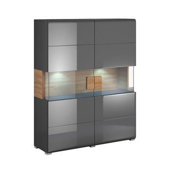 Vajillero 2 puertas con led tableros de aglomerado laminados gris
