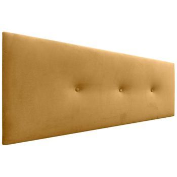 Dhome Cabecero De Terciopelo Liso Con Botones 145x50 Camas 120/135/140 - Mostaza