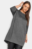yours top gris metalizado con ojales mujer curvy y tallas grandes yours