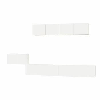 Set De Muebles Para Tv 5 Piezas Madera Contrachapada Blanco Vidaxl