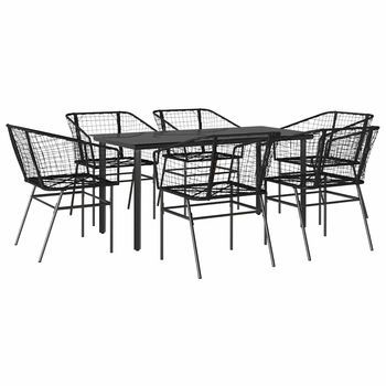 Juego De Comedor Jardín 7 Piezas | Mueble De Jardín Ratán Sintético Negro