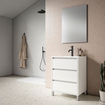 Mueble Jade 60 Cm 3c, Blanco Brillo. Pack Mueble + Lavabo.