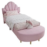 cama tapizada de 90 x 200 cm - cama individual - cabecero de terciopelo - con banco a juego - rosa