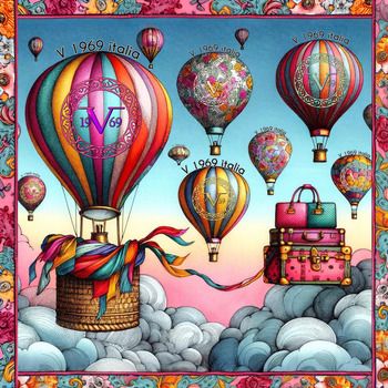 V 1969 Bufanda Pañuelo de seda Airballoons para mujer
