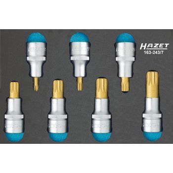 Hazet 163-243/7 Juego De Llaves De Vaso Destornillador ∙ Xzn ∙ Cuadrado Hueco 1/2 Pulgadas (12,5 Mm) ∙ Perfil Con Estriado Interior Xzn ∙ M6 – M18 ∙ Número De Herramientas: 7