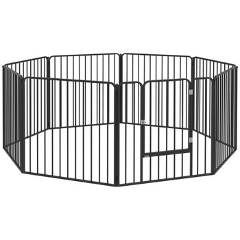 PawHut Box para Perros Recinto 8 Paneles Modular 164x164x80 cm, Negro   Aosom España