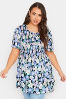 yours top nido de abeja con flores azules mujer curvy y tallas grandes yours