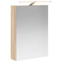 armario con espejo de bano roble sonoma 50 x 145 x 70 cm vidaxl