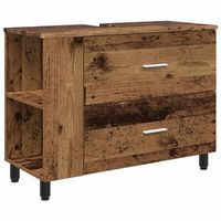 unidad de tocador de bano madera envejecida 80 x 35 x 60 cm vidaxl