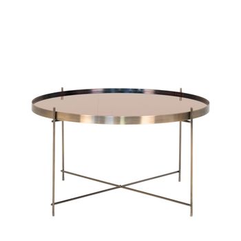 Mesa baja de vidrio y metal ø70xh40cm - latón