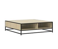 mesa de cafe mesa de centro madera ingenieria y metal roble sonoma 100x100x30cm