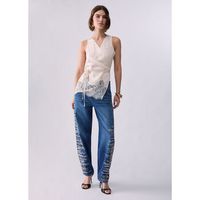 liu jo jeans jeans rectos con bordados joya para mujer
