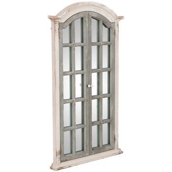 Espejo De Pared De Madera Blanco Y Verde 73x7x122 Cm