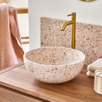Lavabo redondo de terrazo prémium rosa   32 cm