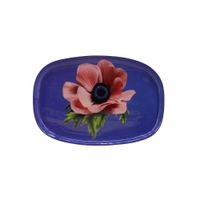 bandeja de acero lacado en violeta con flores 20x14cm
