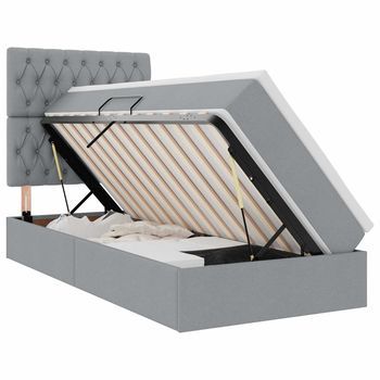 Cama Con Almacenamiento Y Colchón Gris Claro 90 X 200 Cm Tela Vidaxl