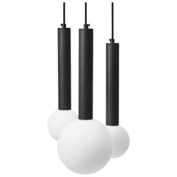 Lámpara Colgante Lámpara De Techo Metal Hierro Vidrio Sala De Estar Estilo Moderna Negro Boues