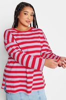 limited collection camiseta manga larga de rayas rosas en algodon mujer curvy y tallas grandes yours