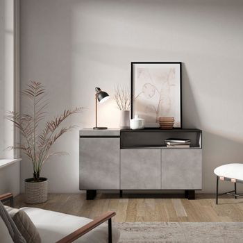 Aparador efecto madera cemento 150x35x87cm con patas