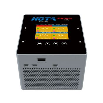 HOTA F6 Ultra 4x250W 1000W 60A 6S AC/DC Cargador Inteligente de Cuatro Canales en Modo Dual Pantalla IPS de 2.8 Pulgadas