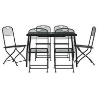 conjunto comedor jardin 7 uds  mueble jardin mesa y sillas malla metalica gris antracita