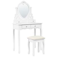 tocador de mdf blanco madera maciza 138 x 74 cm 4 cajones 1 espejo mueble glamour sala de estar dormitorio diva