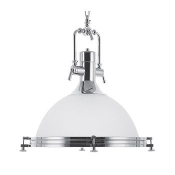 Lámpara Colgante De Cristal Blanco Con Elementos Plateados Iluminación Industrial Ebron