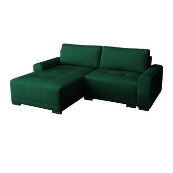 Sofá Rinconero Columbus 183, Verde, Función De Descanso, Caja De Ropa De Cama