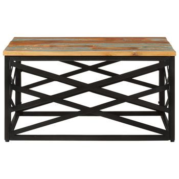 Mesa De Centro，mesa Auxiliar，mesa De Café De Madera Maciza Reciclada 68x68x35 Cm