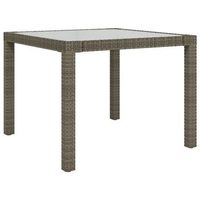 mesa jardin  mesa de exterior vidrio templado ratan sintetico 90x90x75 cm gris