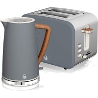swan nordic set desayuno hervidor de agua  tostadora 2 rebanadas gris