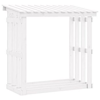 Leñero De Madera Maciza De Pino Blanco 108x64,5x109 Cm Vidaxl