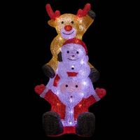 papa noel y muneco de nieve iluminados para exterior h58cm 60 led  transformador